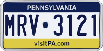 PA license plate MRV3121