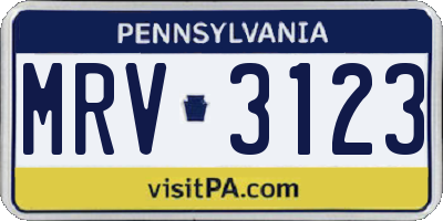 PA license plate MRV3123