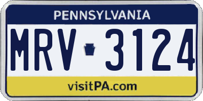 PA license plate MRV3124