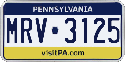PA license plate MRV3125