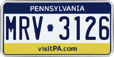 PA license plate MRV3126