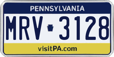PA license plate MRV3128