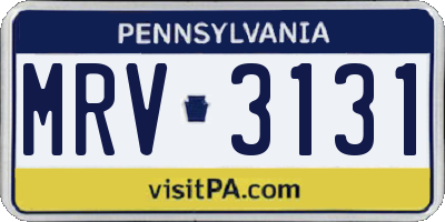 PA license plate MRV3131