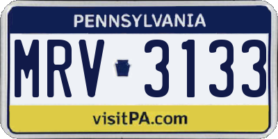 PA license plate MRV3133