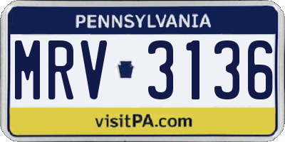 PA license plate MRV3136