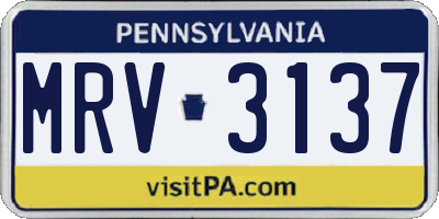 PA license plate MRV3137