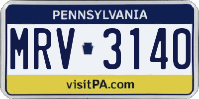 PA license plate MRV3140