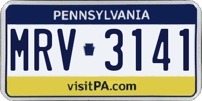PA license plate MRV3141