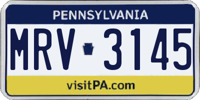 PA license plate MRV3145