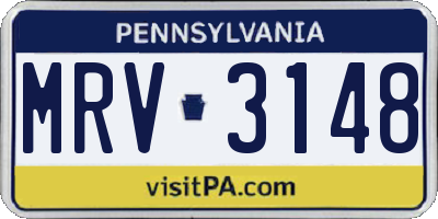 PA license plate MRV3148