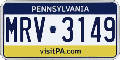 PA license plate MRV3149