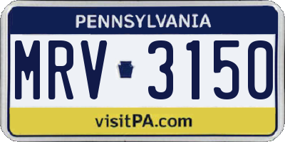 PA license plate MRV3150