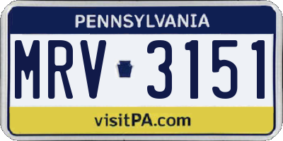 PA license plate MRV3151