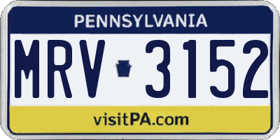 PA license plate MRV3152