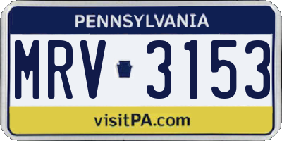 PA license plate MRV3153