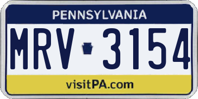 PA license plate MRV3154