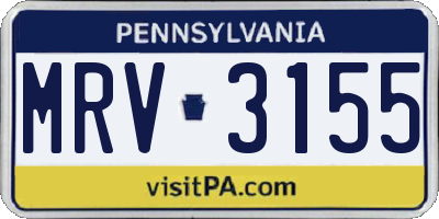 PA license plate MRV3155
