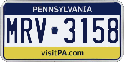 PA license plate MRV3158