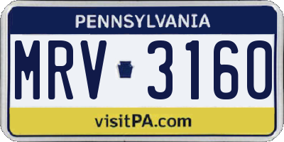 PA license plate MRV3160