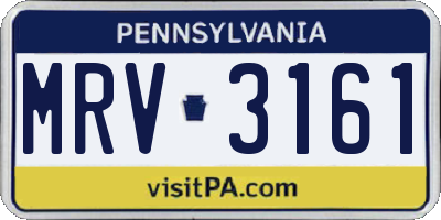 PA license plate MRV3161