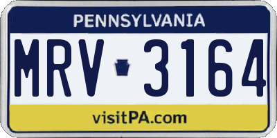 PA license plate MRV3164