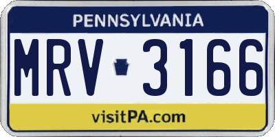 PA license plate MRV3166