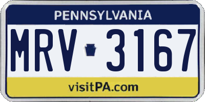 PA license plate MRV3167