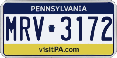 PA license plate MRV3172