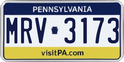 PA license plate MRV3173