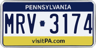 PA license plate MRV3174