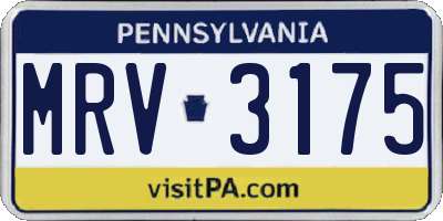 PA license plate MRV3175