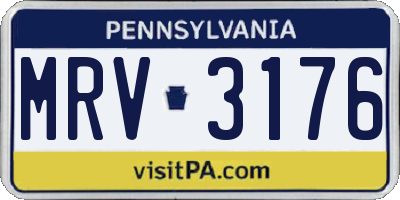 PA license plate MRV3176
