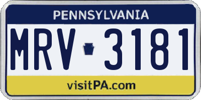 PA license plate MRV3181