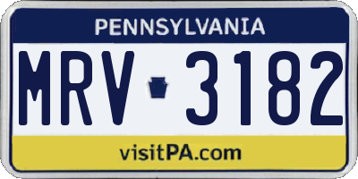 PA license plate MRV3182