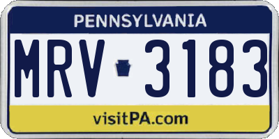 PA license plate MRV3183