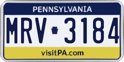 PA license plate MRV3184