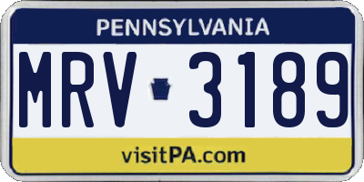 PA license plate MRV3189