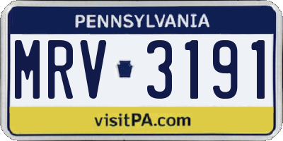 PA license plate MRV3191