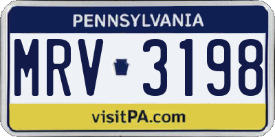 PA license plate MRV3198