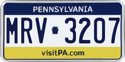 PA license plate MRV3207