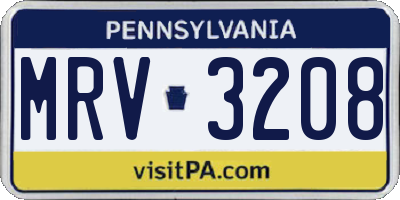 PA license plate MRV3208