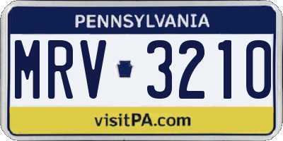 PA license plate MRV3210