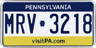PA license plate MRV3218