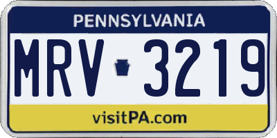 PA license plate MRV3219