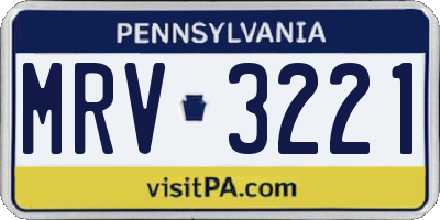PA license plate MRV3221