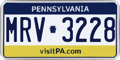 PA license plate MRV3228