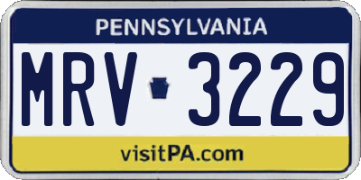 PA license plate MRV3229