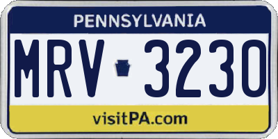 PA license plate MRV3230