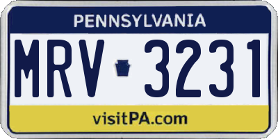PA license plate MRV3231