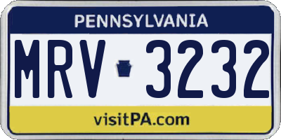 PA license plate MRV3232